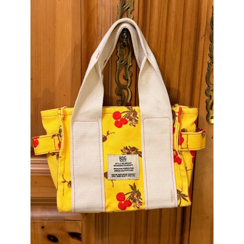 Urban Outfitters BDG Yellow Cherry Floral Serena Mini Canvas Tote Bag Y2K‎